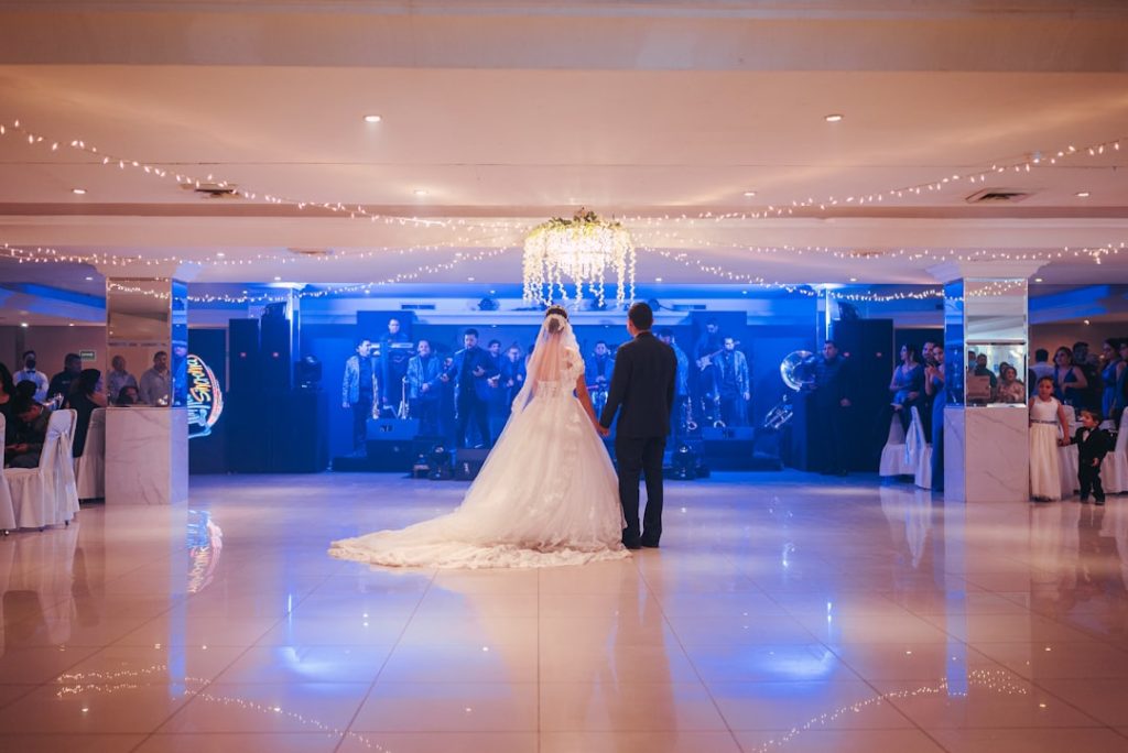 Photo Lighting and Music Transform Wedding Venue